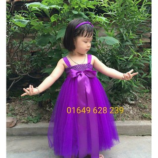 Đầm công chúa cho bé màu tím huế ( ảnh thật)