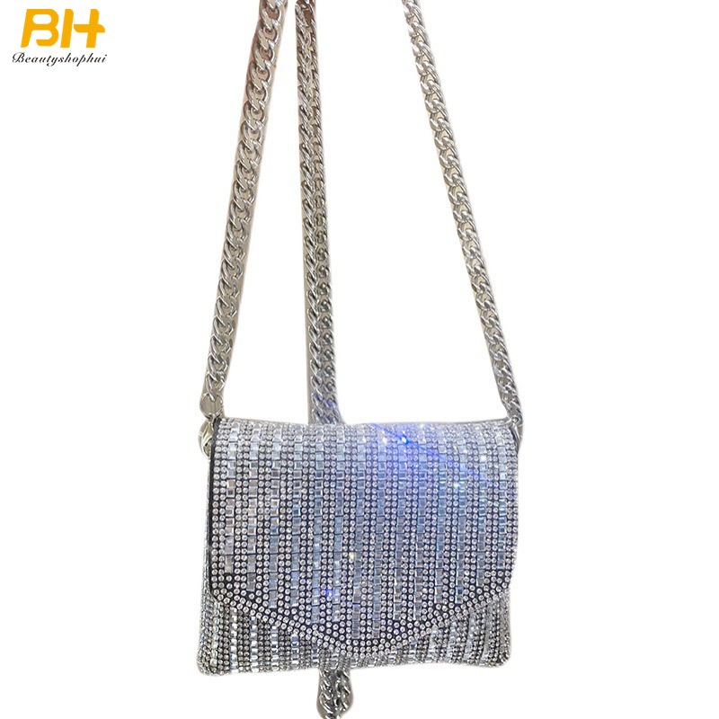 Túi Đeo Chéo Mini Hình Vuông Đính Đá Lấp Lánh Mẫu Mới 2022 Thời Trang Cho Nữ