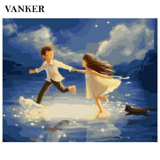 vanker Paint by Numbers Kit 40 x 50cm Without Frame For Home Decoration  DIY Oil Painting Pure Childhood Love Reliable