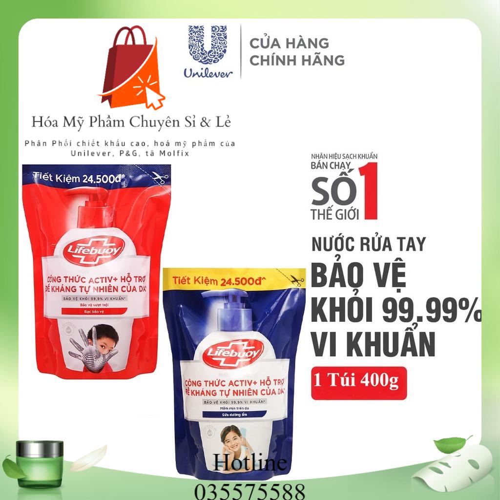 Nước Rửa Tay Lifebuoy Giúp Sạch Khuẩn Và Bạc Bảo Vệ, Bảo Vệ Khỏi 99.9% Vi Khuẩn Gây Bệnh Túi 400g