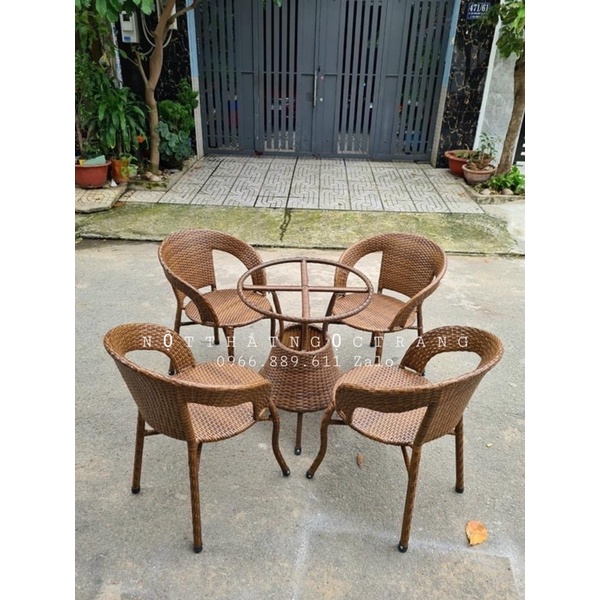 Bàn ghế mây nhựa cafe sân vườn