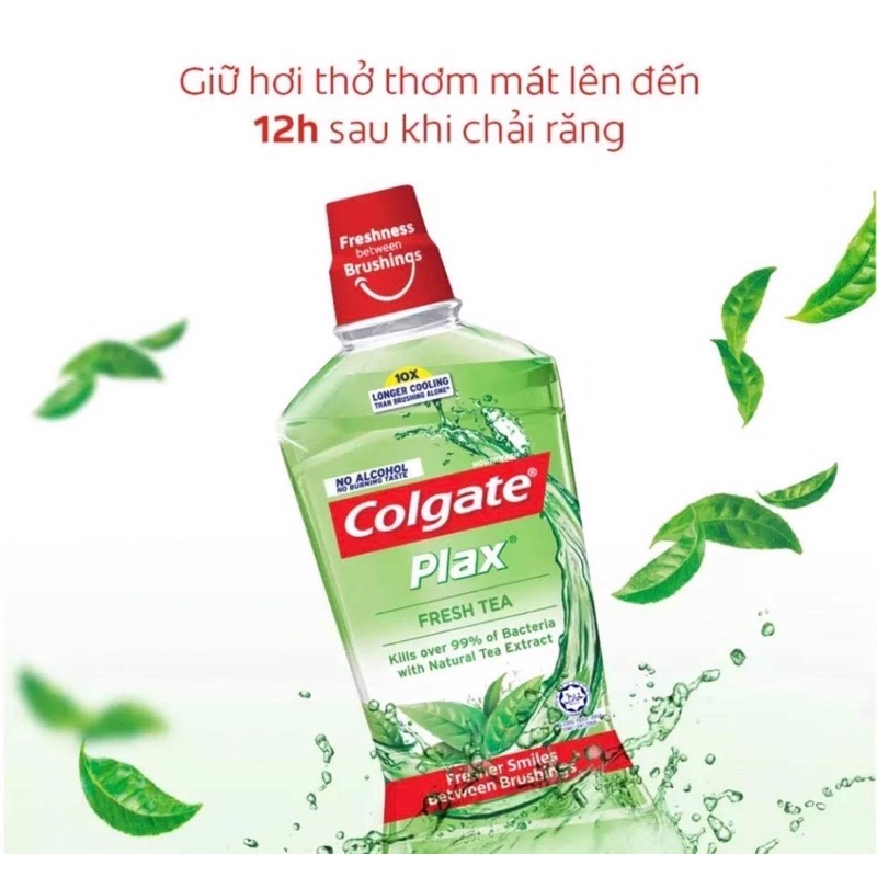 Nước súc miệng Colgate kháng 99% vi khuẩn Plax trà xanh/ bạc hà 500ml/chai