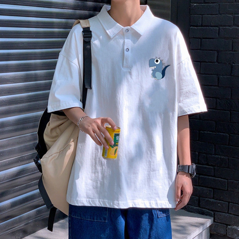 Áo Polo Nam Nữ Form Rộng Chất Thun Mềm Mát Phong Cách In Hình Bé Khủng Long Ngốc Nghếch Siêu Đáng Yêu TTQ0348
