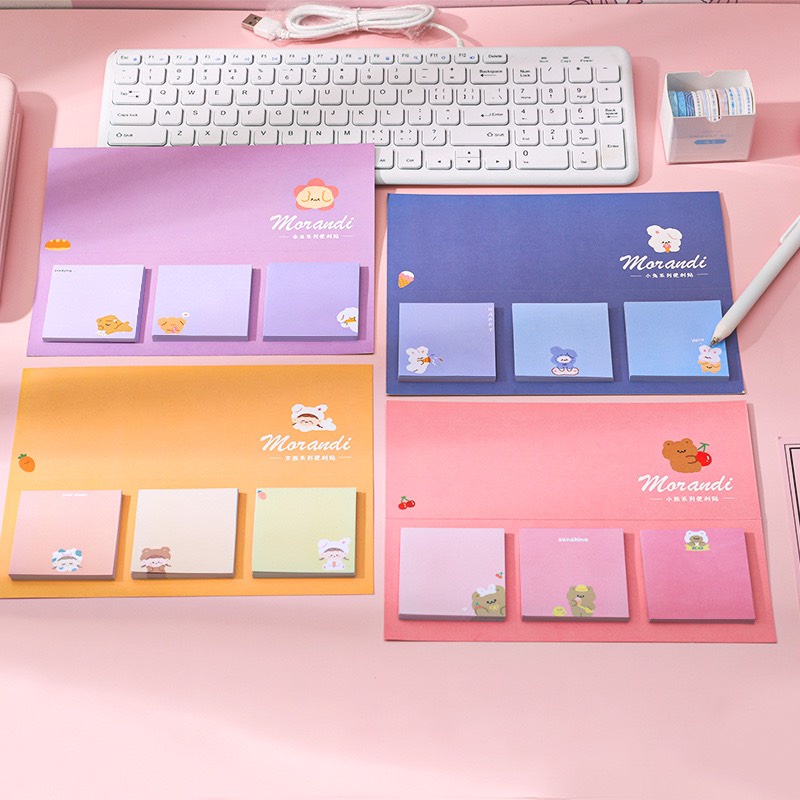 Set 3 tập giấy note vuông hoạt hình màu sắc DTOnline (ngẫu nhiên)