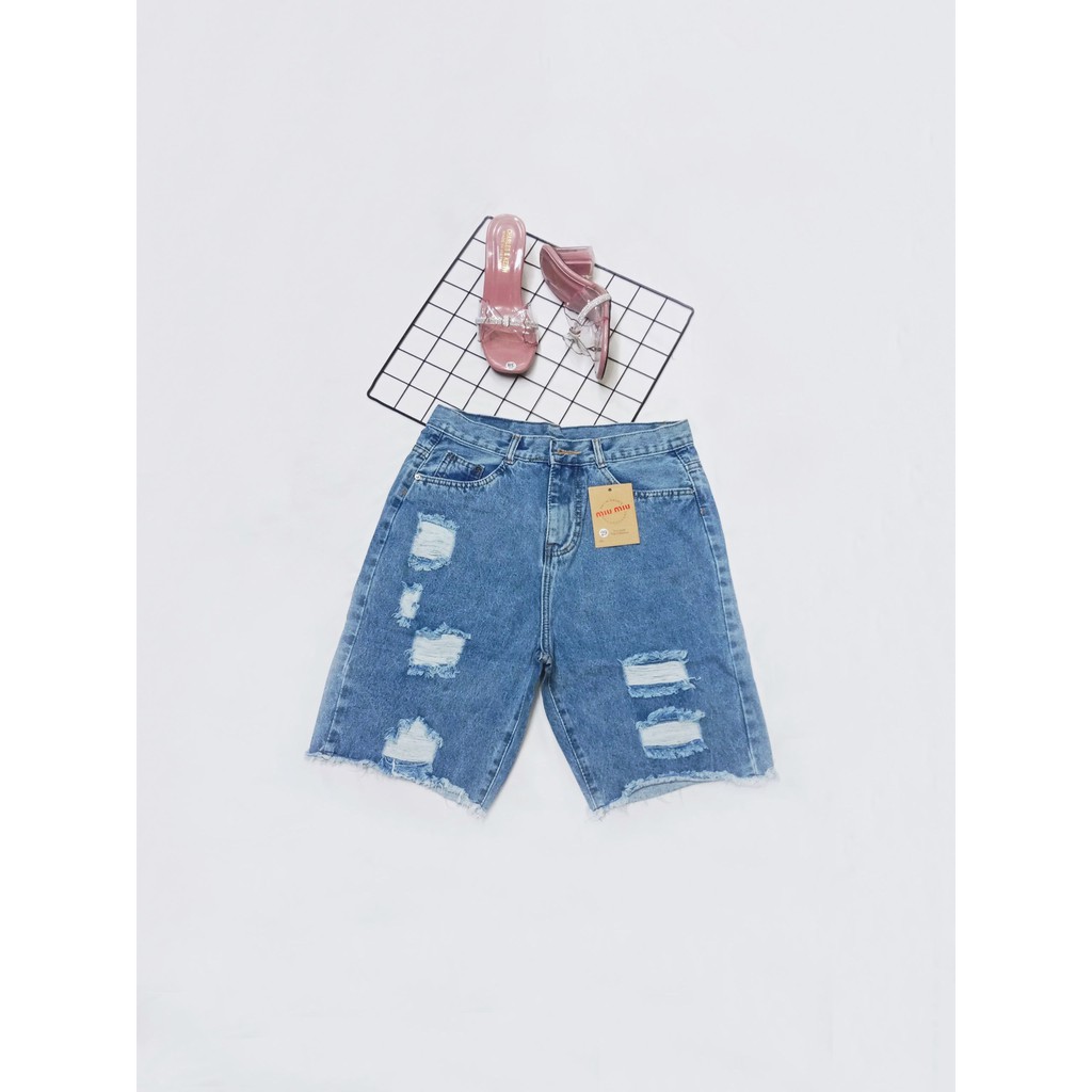 (hình thật) Quần lửng jean rách xước 2 bên về màu đậm/nhạt fasion - TL07