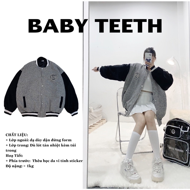 Áo khoác Bomber Sticker Caro đen