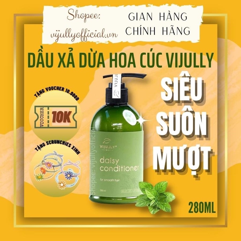 [SUÔN MƯỢT 100%] DẦU XẢ DỪA HOA CÚC VIJULLY HẾT KHÔ SƠ - CHẺ NGỌN TÓC, GIỮ NẾP TÓC SUÔN MƯỢT CẢ NGÀY