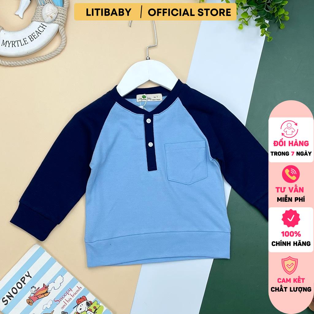 Áo bé trai phối tay cổ trụ LITIBABY 1/6T
