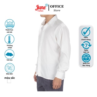 Áo sơ mi nam June Fashion dáng unisex vải cotton, áo sơ mi nam màu trắng chất vải thoáng mát mềm mịn - ASM30
