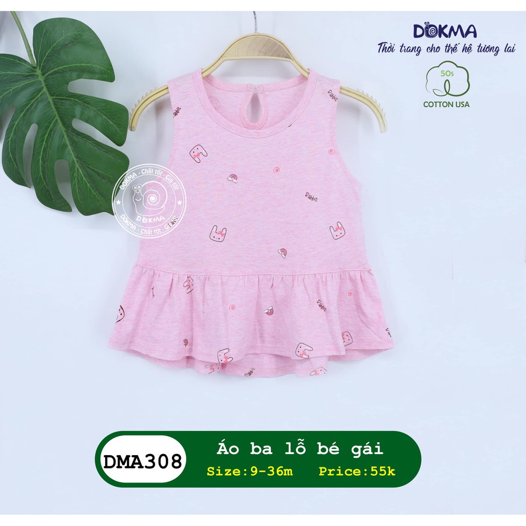 Áo ba lỗ Dokma vải Cotton Usa cho bé gái (9-36M) DMA308
