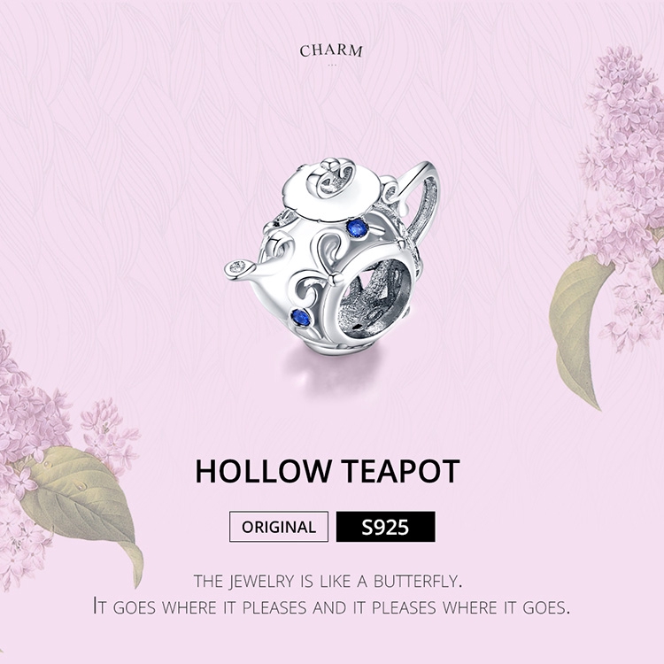 Hạt Trang Sức Bamoer Bạc 925 Hình Ấm Trà Rỗng Làm Trang Sức Thủ Công