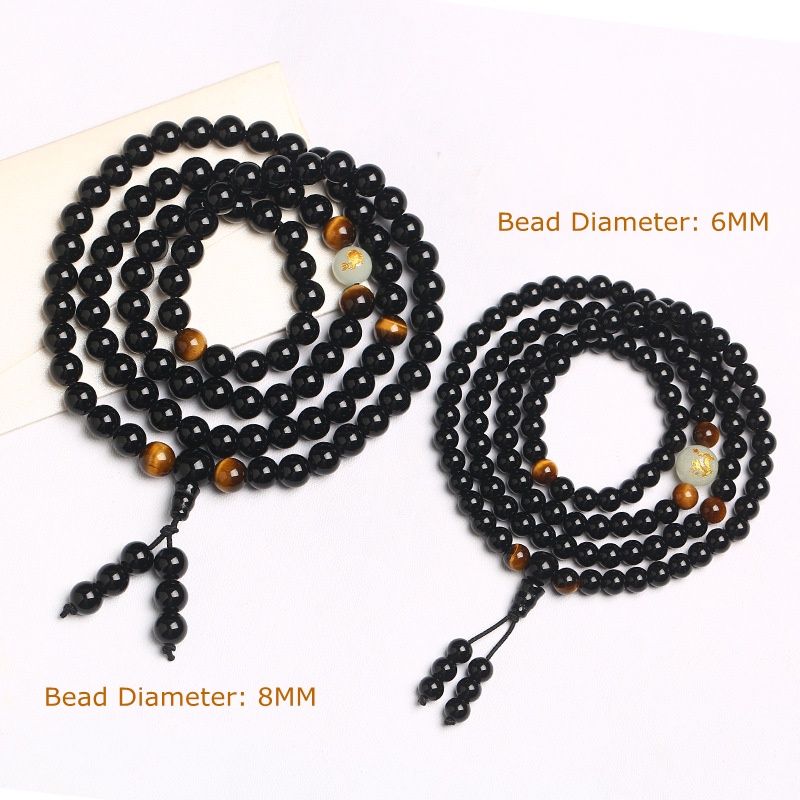 Vòng tay chuỗi hạt đá Obsidian 6/8mm cho cặp đôi