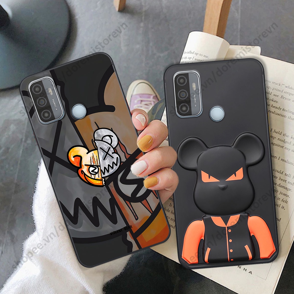 Ốp lưng Oppo A53 hình kaws, kith, bear brick nổi 3D phong cách độc đáo