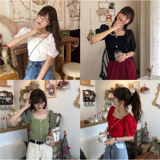 Áo Len Cổ Vuông Tay Phồng Thời Trang Cho Nữ