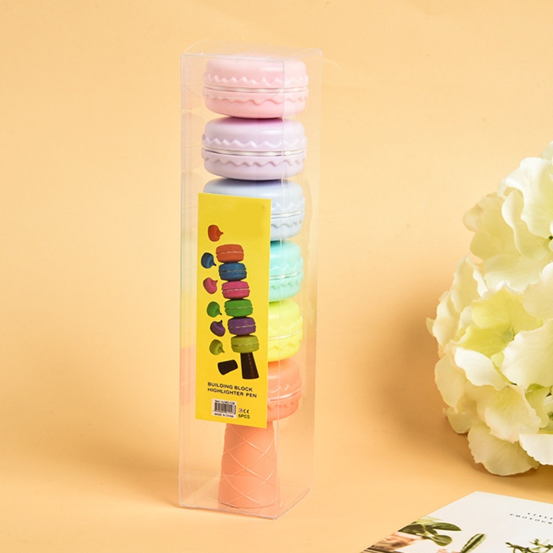 Set 6 Bút Dạ Quang Hình Bánh Macaron