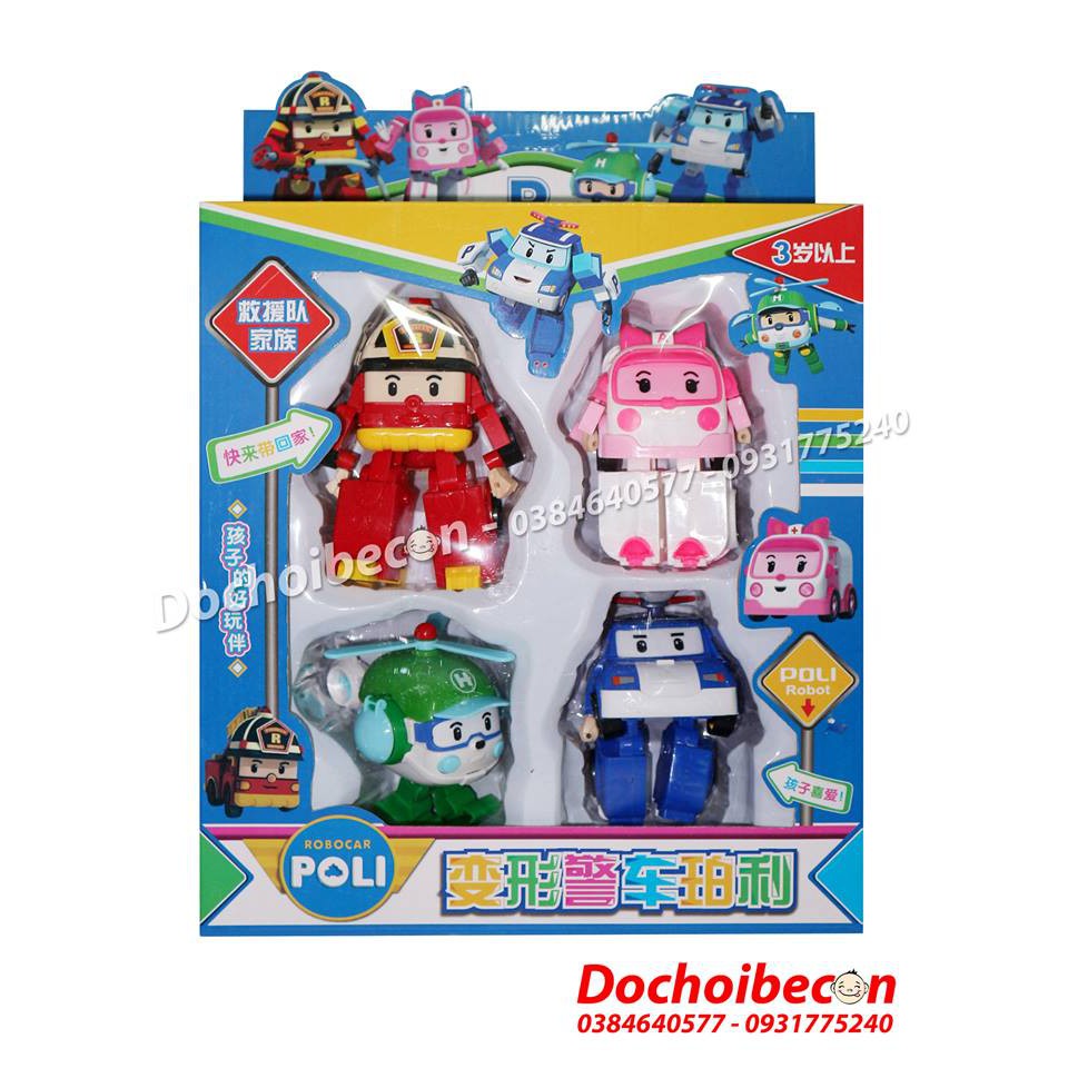 Poli - Policar - Bộ 4 xe biến hình Robocar Poli 83168-4: Loại 1: Nhựa đẹp