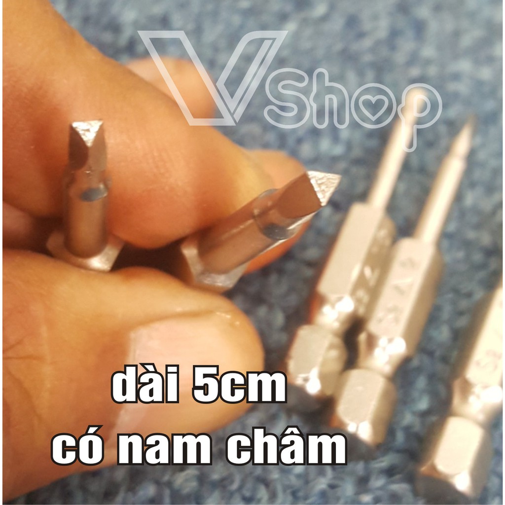 Bộ đầu mở vít dạng tam giác. 5 món. Đuôi lục giác 6,3mm, có từ tính