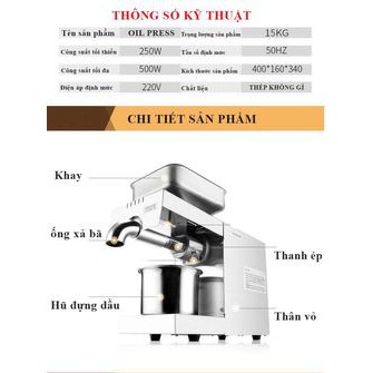 Máy Ép Dầu Thực Vật Công Nghệ Đức Machine Oil Press 3-5kg/1h