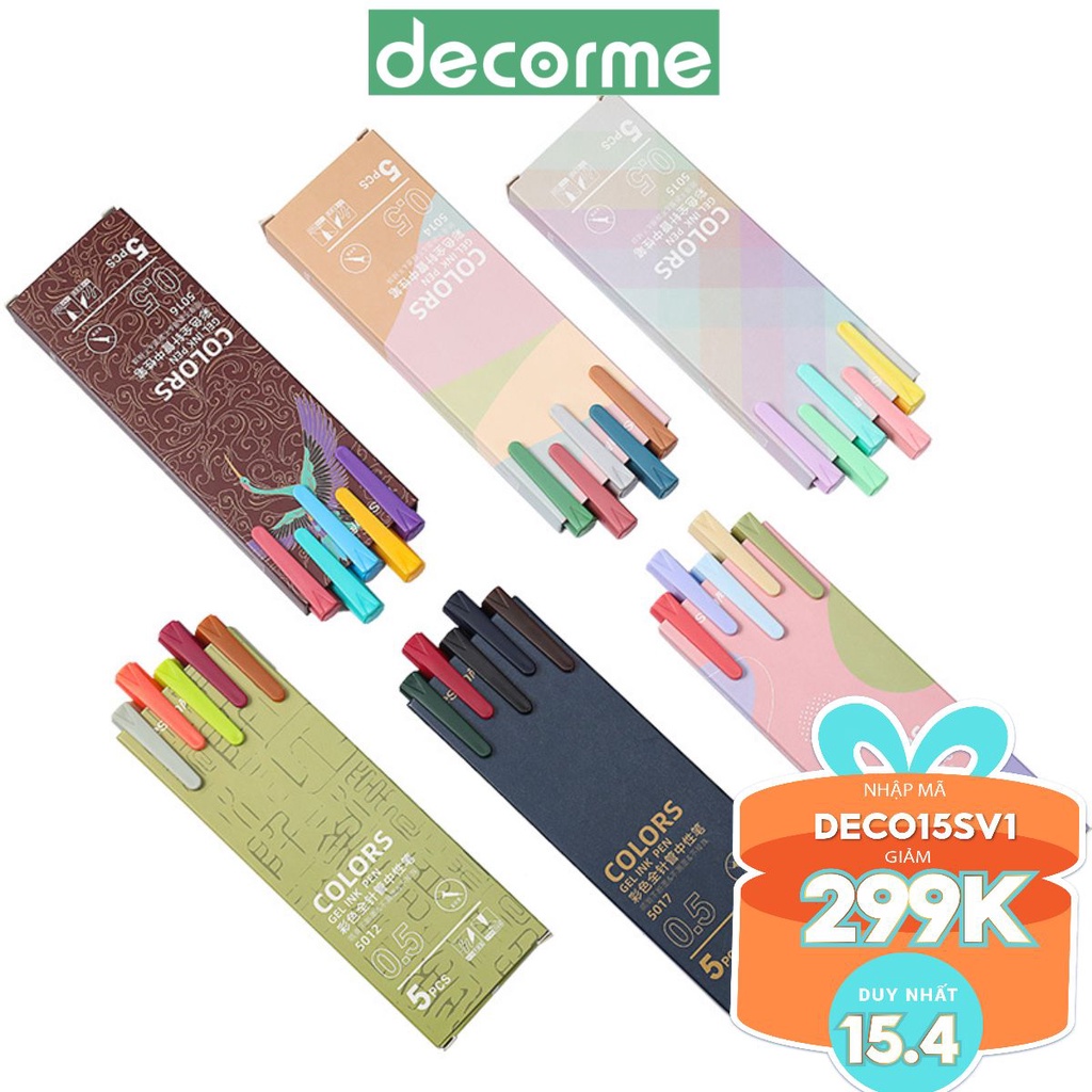 Set 5 bút gel Morandi, bút gel kaco RESUN nhiều màu phụ kiện văn phòng phẩm DecorMe