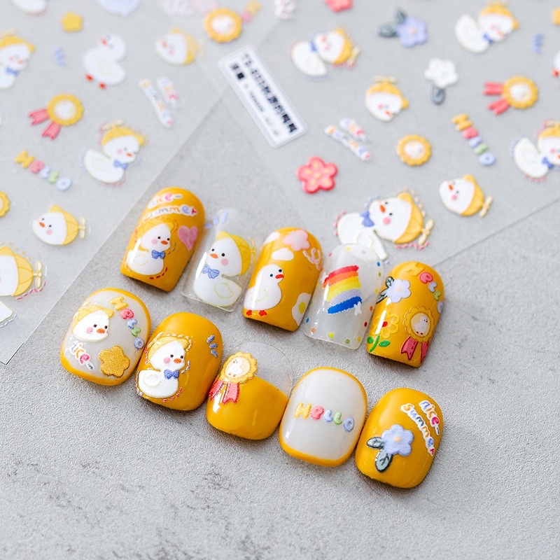 Sticker con vịt cute hàng cao cấp ,dán trang trí nail / móng tay