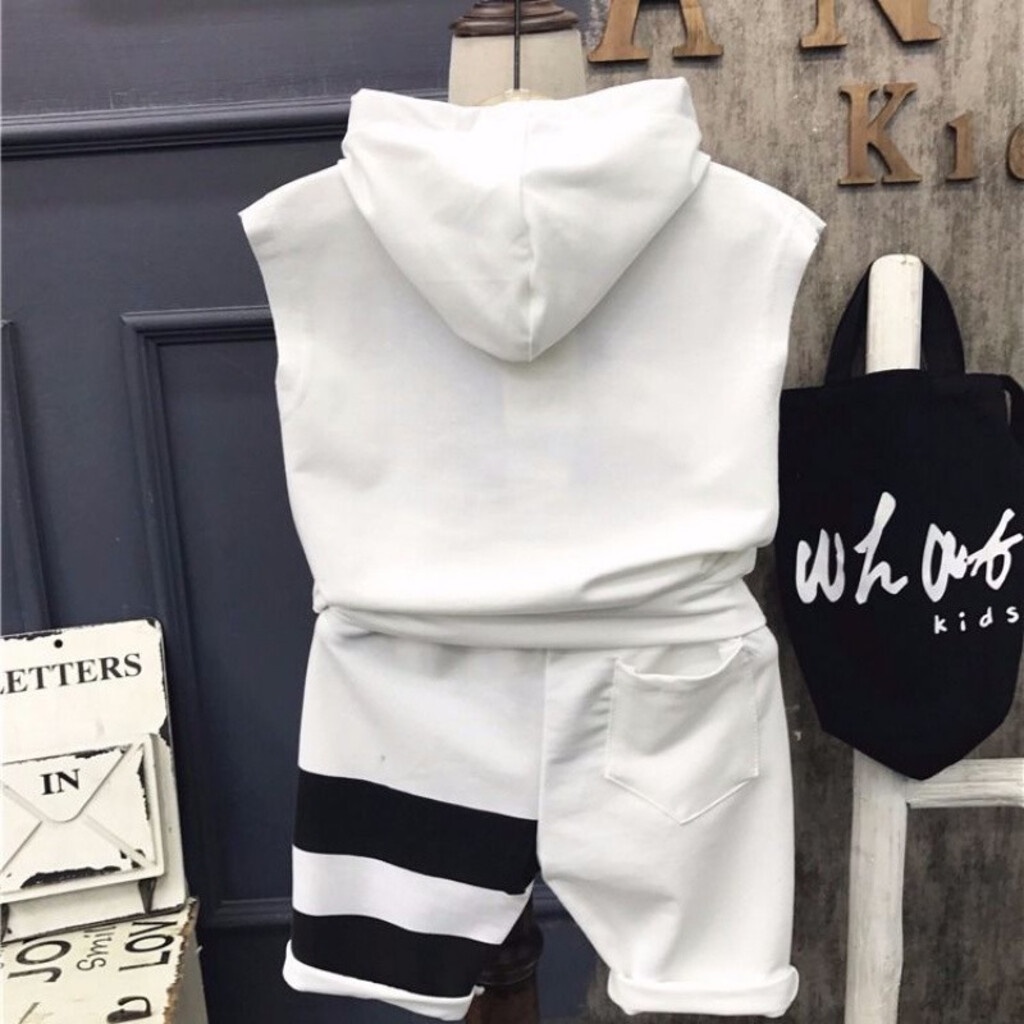 Bộ thể thao bé trai Binbon kids, đồ bộ quần áo bé trai chất cotton in hình kẻ sọc ba vạch cho bé từ 7-27kg