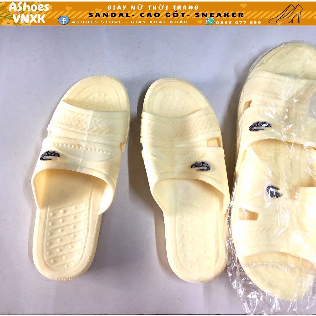 Dép nhựa nam cá sấu màu kem| AShoes VNXK