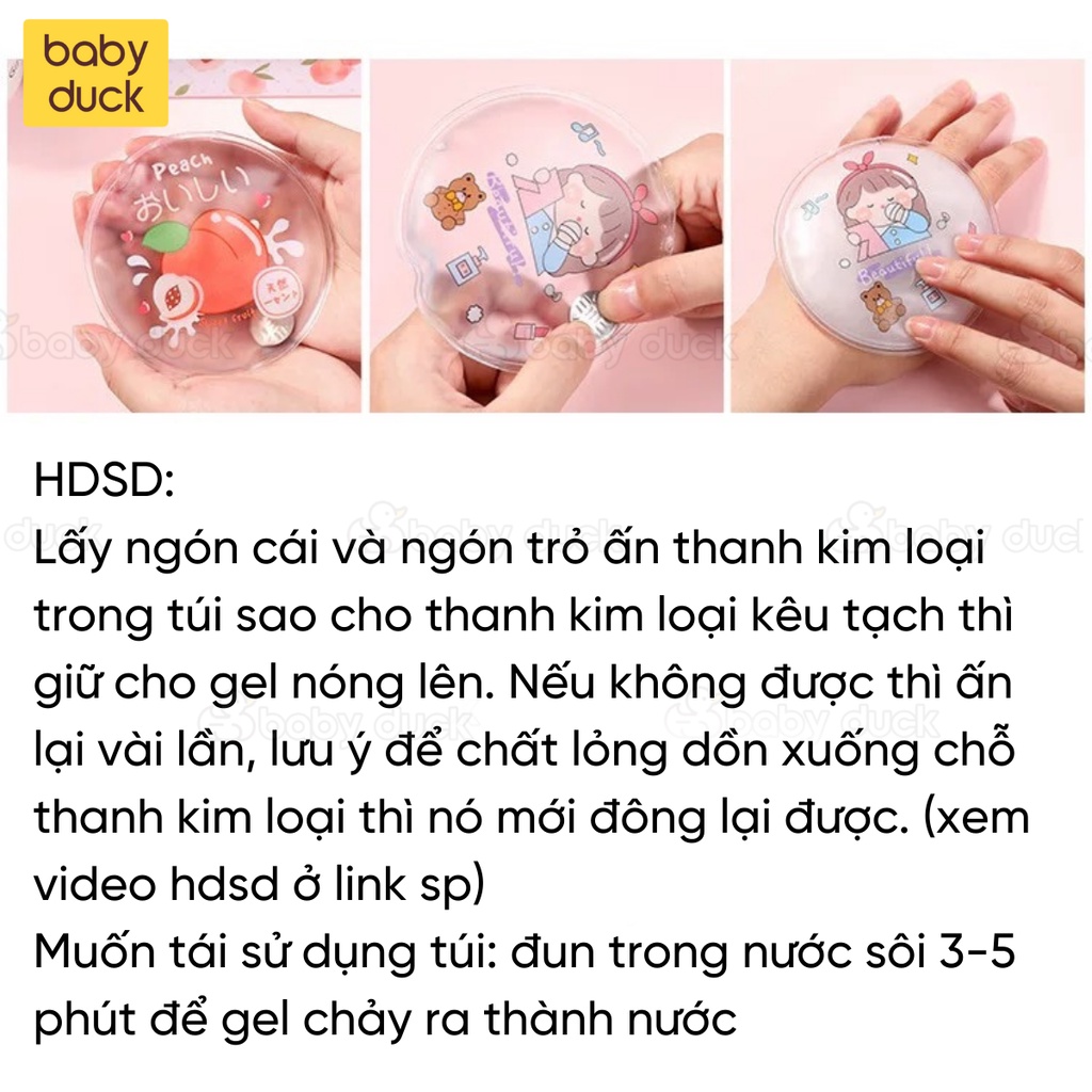 Túi gel sưởi cầm tay nhỏ gọn có thể mang theo và tái sử dụng nhiều lần, túi chườm, túi làm ấm