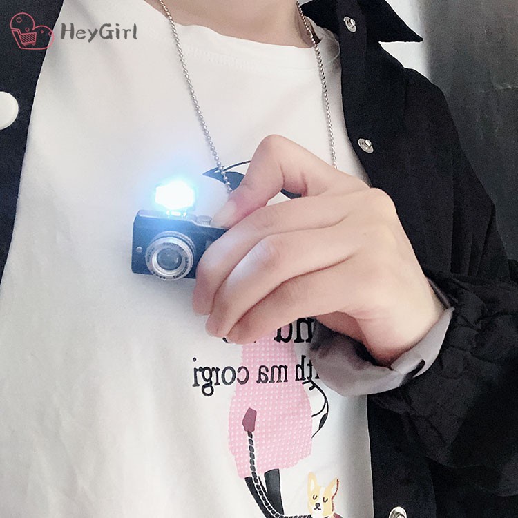 Phong cách Hip ​Hop Vintage Vòng cổ mặt camera có đèn flash và âm thanh