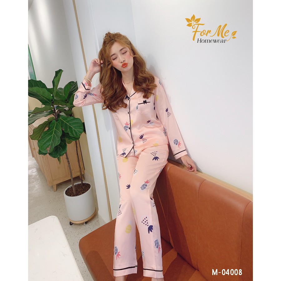Bộ đồ ngủ, mặc nhà chất Lụa Giấy Luxury DÀI TAY DỨA 04 ,forme pijama