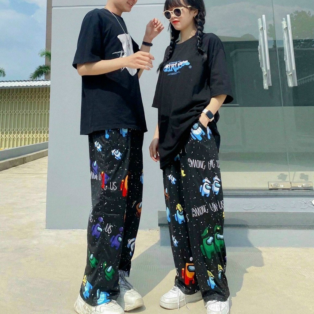 Quần Ống Rộng Nam Nữ không bo chân in hình đẹp phong cách unisex vải thun da cá êm mịn (phithuyen)