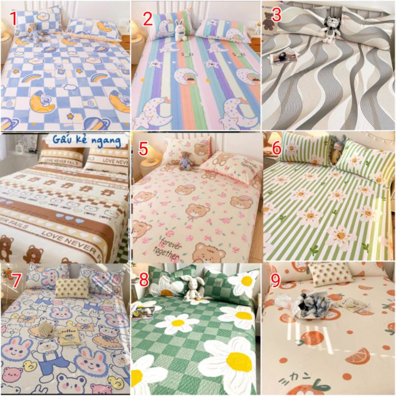 Bộ ga giường cotton living kèm 2 vỏ gối nhiều màu, đủ size nệm Dreamhomebedding | BigBuy360 - bigbuy360.vn