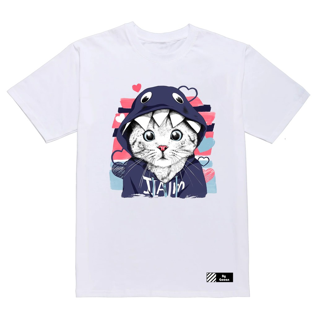 Áo thun tay lỡ Cat Unisex 100% cotton Form Âu - Gooan