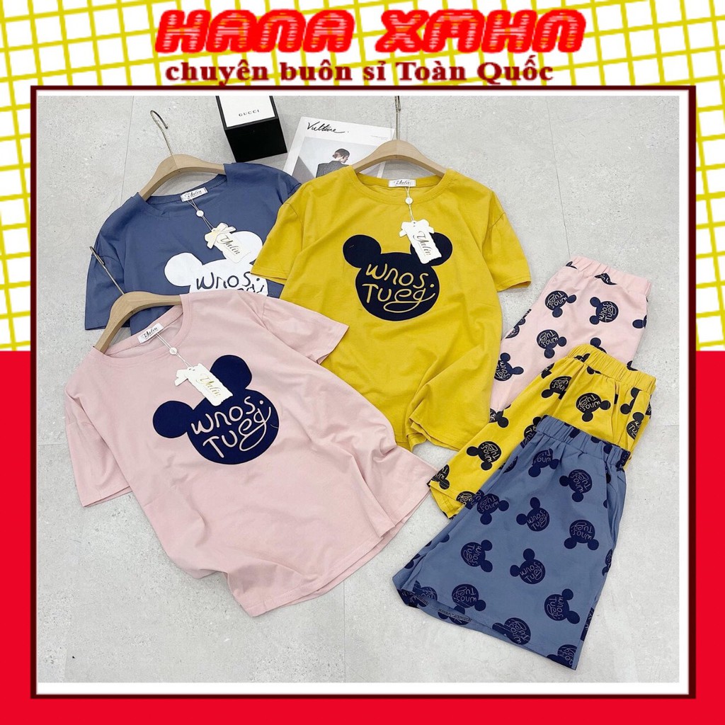 [BÁN SỈ] Set Trang Phục Nữ/ Đồ Bộ Nữ Chất Cotton Mặc Thoải Mái Họa Tiết Mickey Màu Đẹp_Đi Chơi Cực Xịn