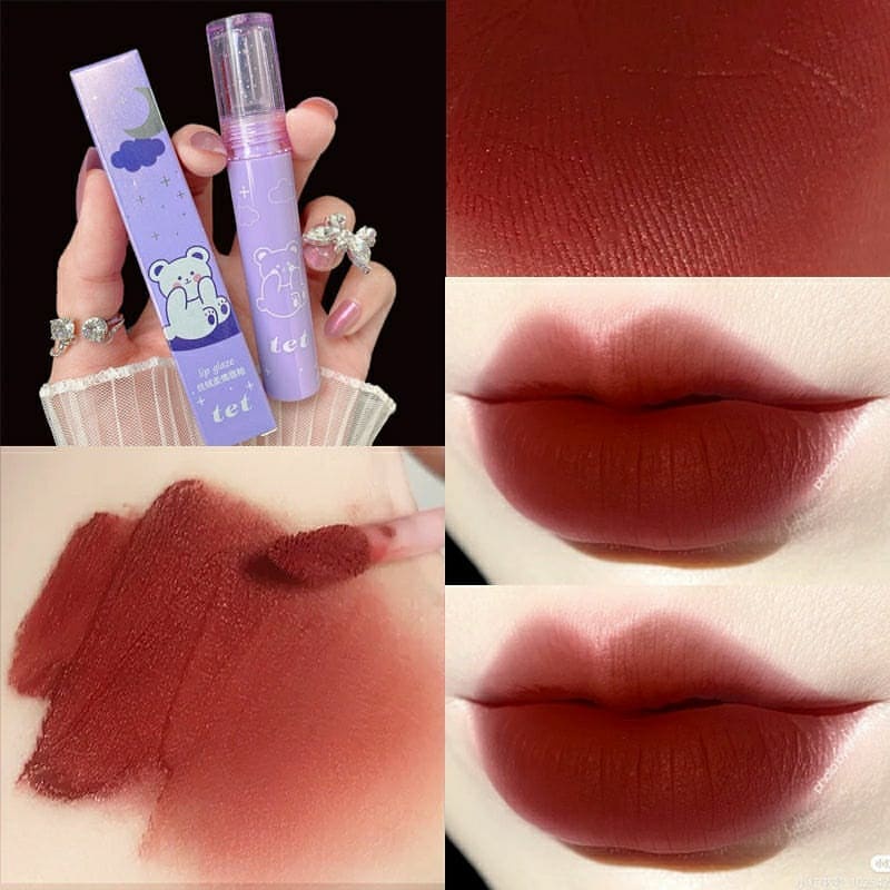[Hàng mới về] Son kem màu nhung lì vỏ in hình gấu dễ thương chất lượng cao | BigBuy360 - bigbuy360.vn