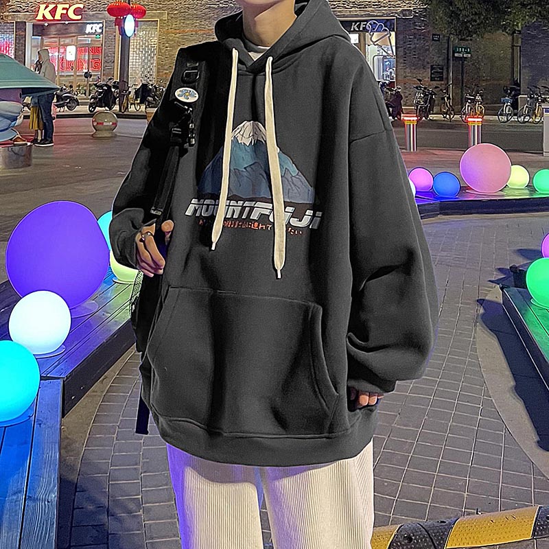Áo hoodie tay dài dáng rộng in họa tiết núi tuyết thời trang cao cấp cho nam