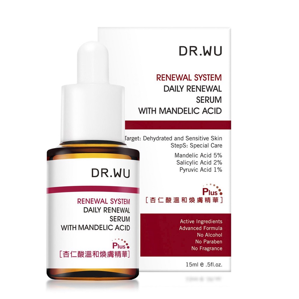 Serum Dr.wu Mandelic acid 8% (plus),18% giúp hỗ trợ giảm mụn ẩn, giảm thâm, đều màu da drwu