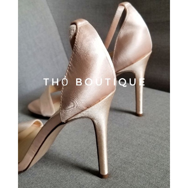 Giày sandal cao gót PEPPER lụa satin nude hồng pastel 9cm size 38-39