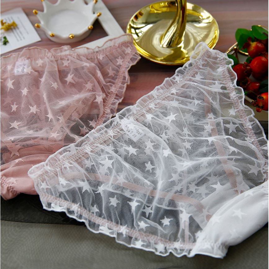 Quần Lót Nữ Ren Lưới Trong Suốt Họa Tiết Ngôi Sao P249