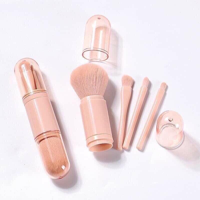 Bộ Cọ Trang Điểm Mini 4 Món, Set cọ cá nhân trang điểm phấn mắt thiết kế sáng tạo có thể thu vào hộp