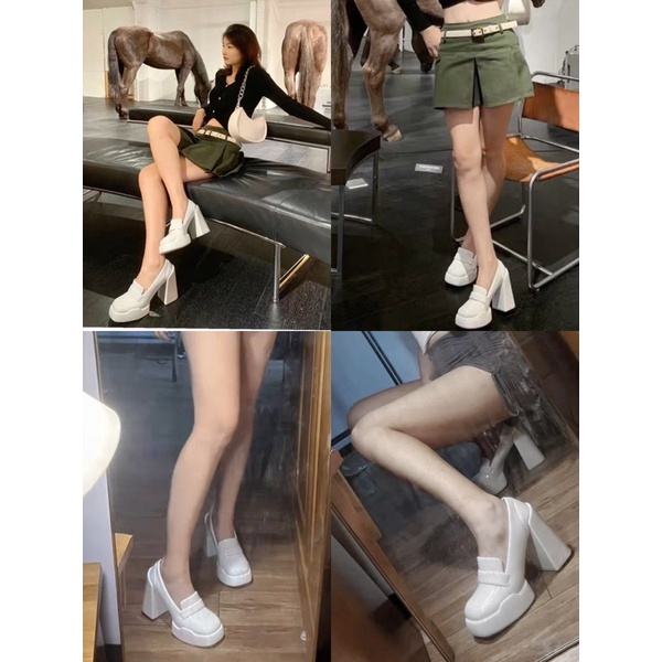 Giày cao gót CNK da bóng đế đúp gót trụ