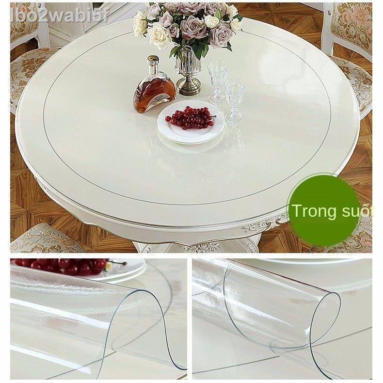 ■ ₪ lbo2wabi5fBàn tròn nhựa PVC trong suốt khăn trải bàn cà phê không thấm nước và chống bỏng dầu dùng