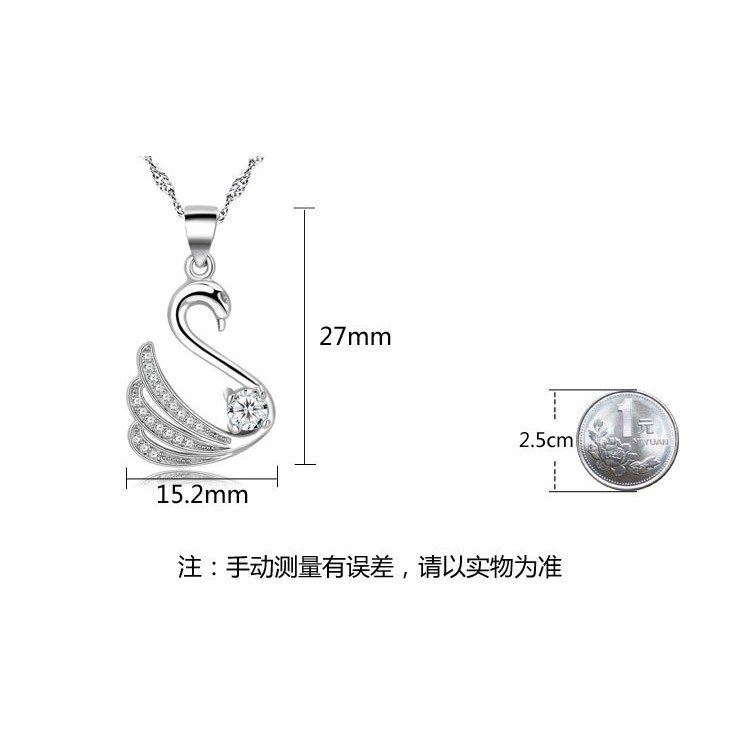 Dây chuyền mạ bạc 925 mặt hình chim thiên nga phong cách Hàn Quốc cho nữ