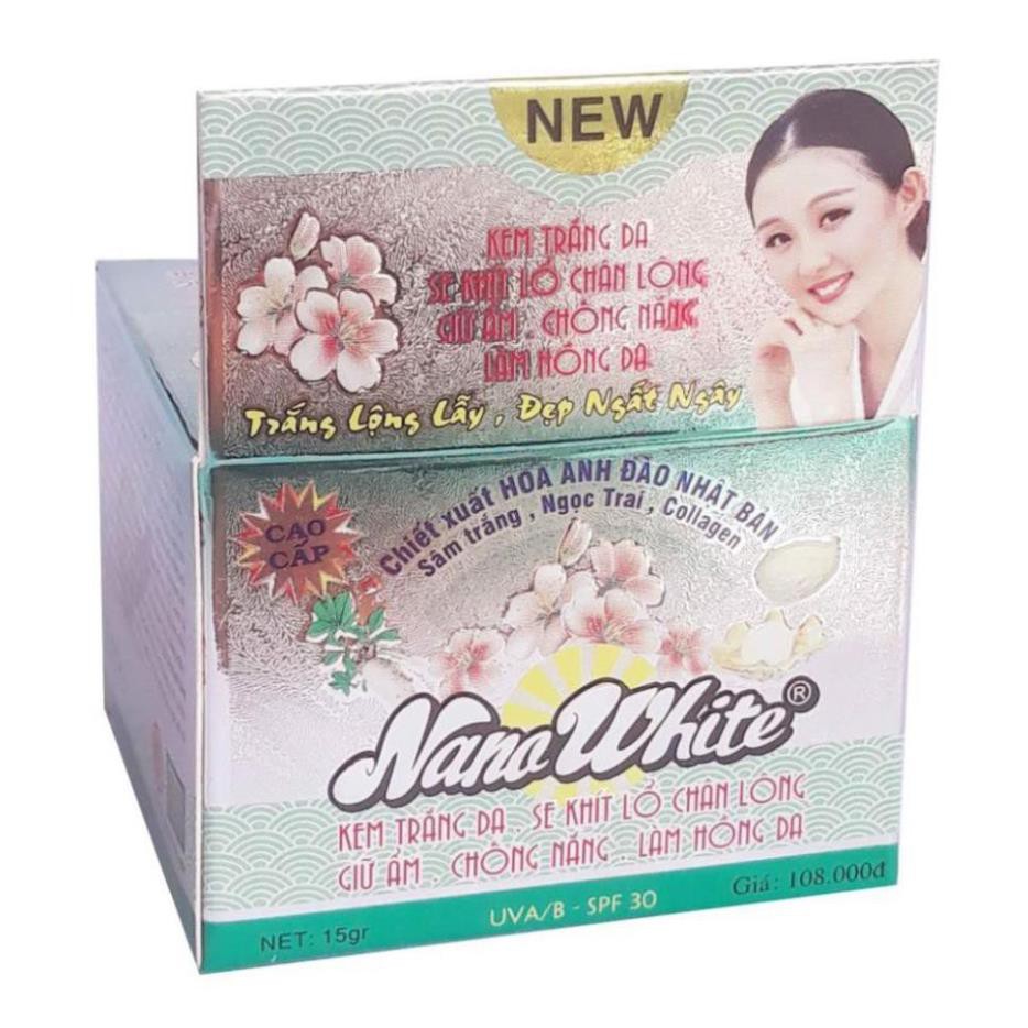 Kem dưỡng trắng da mặt, se khít lỗ chân lông, giữ ẩm, chống nắng, làm hồng da - Kem Nano White 15gr - Mỹ phẩm Mộc Lan