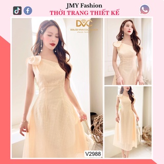 V2988 Váy kem lệch vai [kèm ảnh sàn và video] váy dáng xoè dài nữ tính - DVC&ACC (Dolce viva colection)