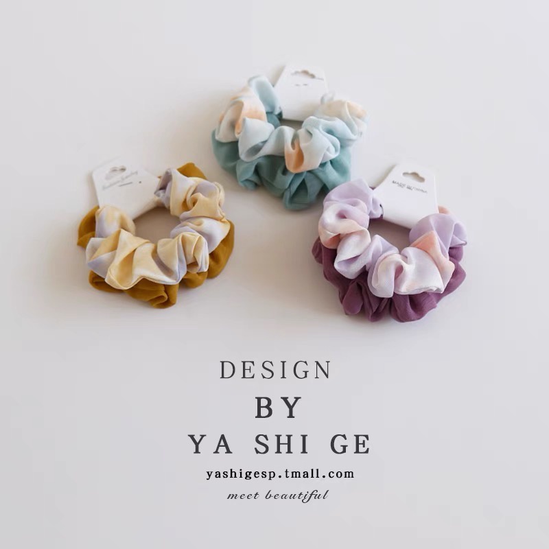 Cột tóc vải Scrunchies set 2 cái hoa và màu