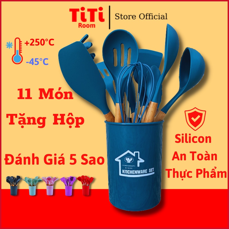 Bộ dụng cụ nhà bếp làm bánh nấu ăn Kitchenware 11 món chống dính silicon chịu nhiệt cao phong cách Hàn Quốc