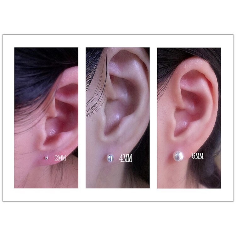 Bông Tai Hạt Tròn Bóng Bạc Thời Trang S925 MD006