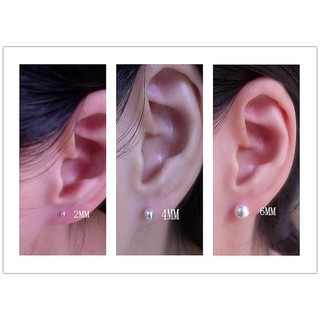 Bông Tai Hạt Tròn Bóng Bạc Thời Trang