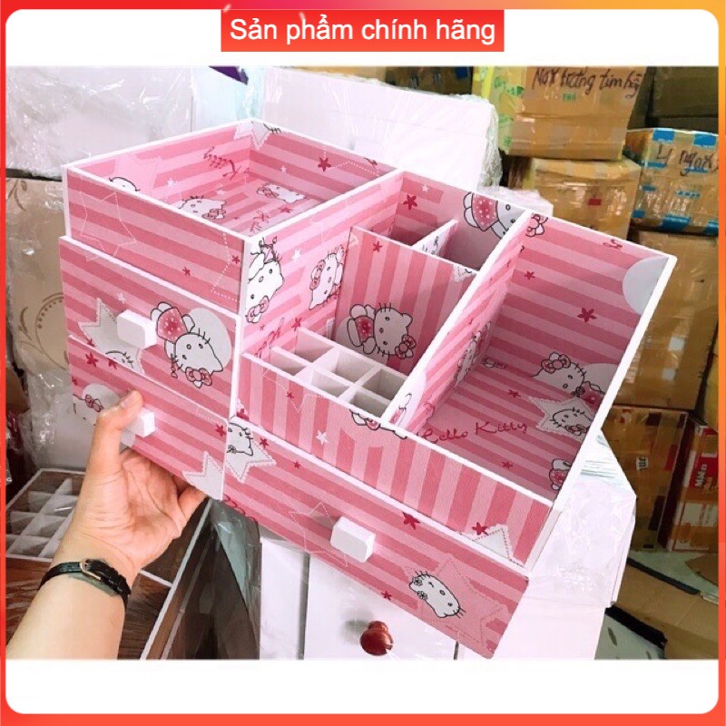 Kệ mỹ phẩm max 35cm màu trắng núm trái tim, hộp cọ son