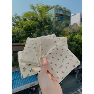 Lót ly vải hoa Handmade (linen, thô, cara)